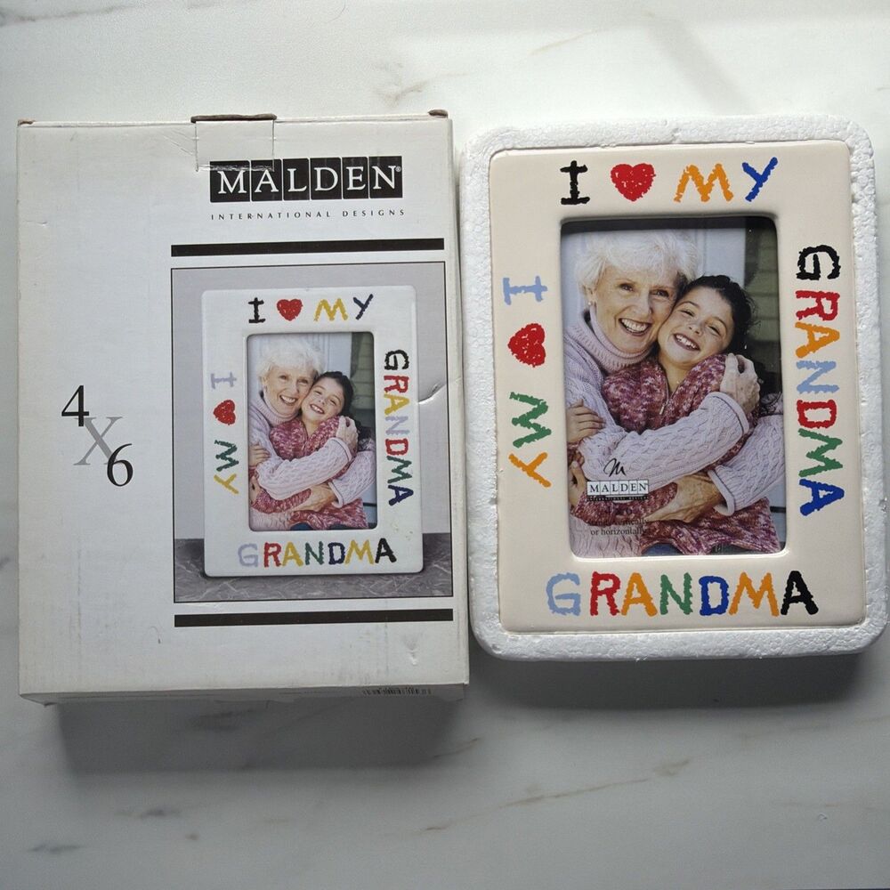 Vintage I Love My Grandma Ceramic Picture Frame 4x6 Photo Colorful Malden NIB